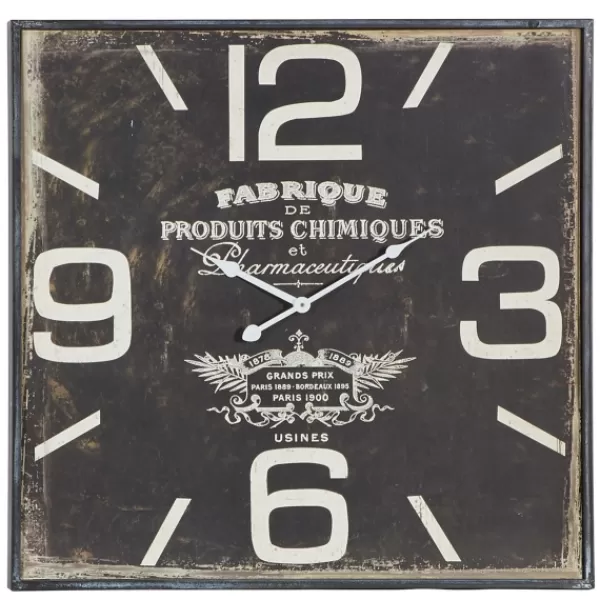 Clocks-Kirkland's Home Black Distressed Wood Face Square Clock