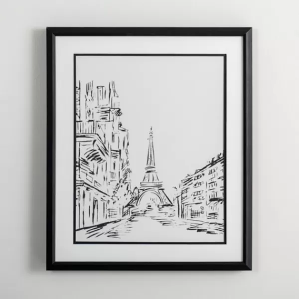 Framed Art-Kirkland's Home Black Eiffel Tower Sketch Framed Art Print White/Black