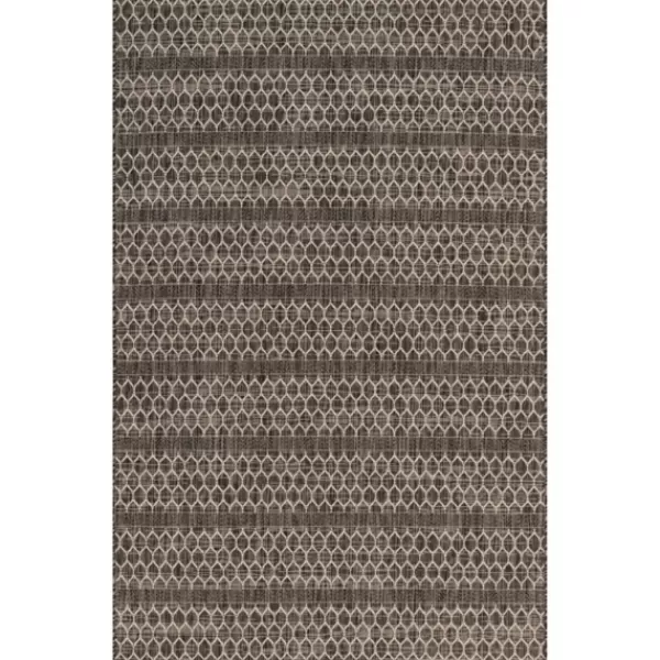 Outdoor Rugs-Kirkland's Home Black Eyelet Pattern Outdoor Area Rug, 5X7 Tan/Black