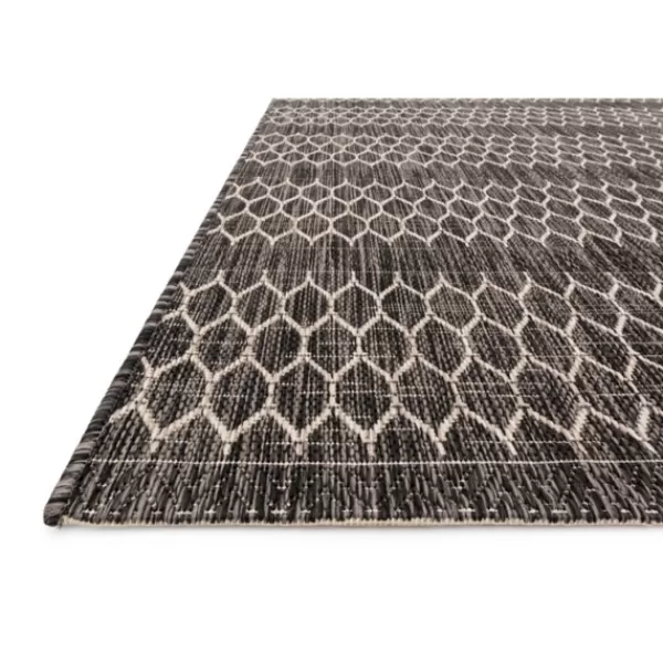 Outdoor Rugs-Kirkland's Home Black Eyelet Pattern Outdoor Area Rug, 5X7 Tan/Black