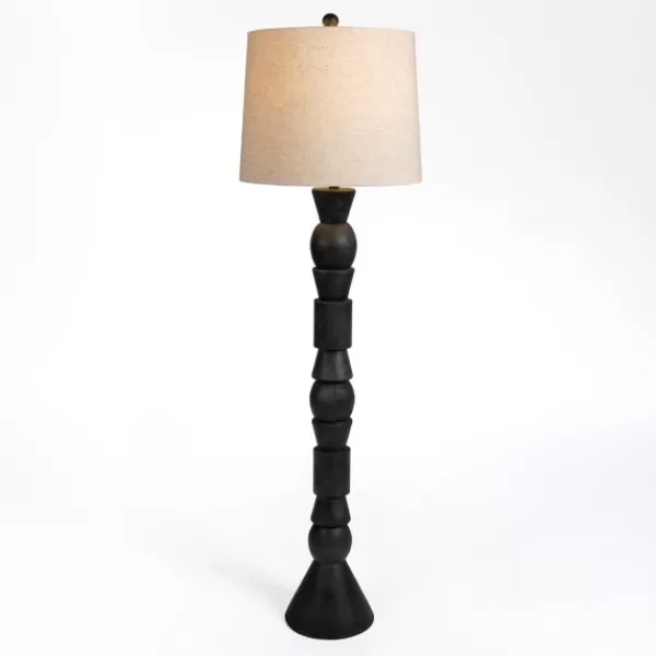 Floor Lamps-Kirkland's Home Black Geometric Floor Lamp Tan