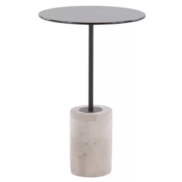 Accent & End Tables-Kirkland's Home Black Glass And Concrete Round Accent Table