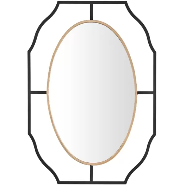 Decorative Mirrors-Kirkland's Home Black Gold Scalloped Oval Frame Wall Mirror