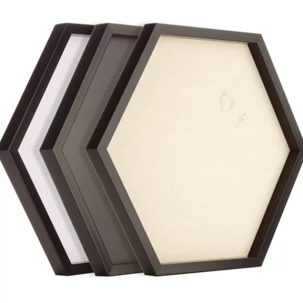 Memo & Chalkboards-Kirkland's Home Black Hexagon Chalkboard 3-Pc. Wall Decoration Set Black/White/Tan