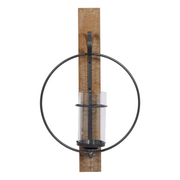 Sconces-Kirkland's Home Black Hoop Glass Sleeve Wall Sconce, 24 In.