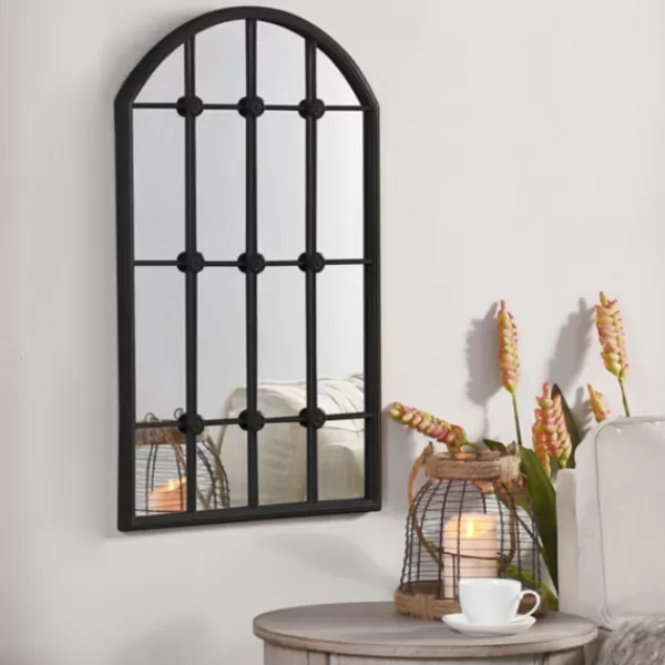 Decorative Mirrors-Kirkland's Home Black Iron Arched Windowpane Mirror