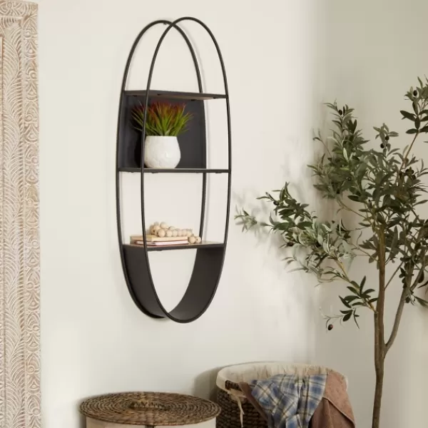 Shelves-Kirkland's Home Black Iron Oval Frame Wall Shelf