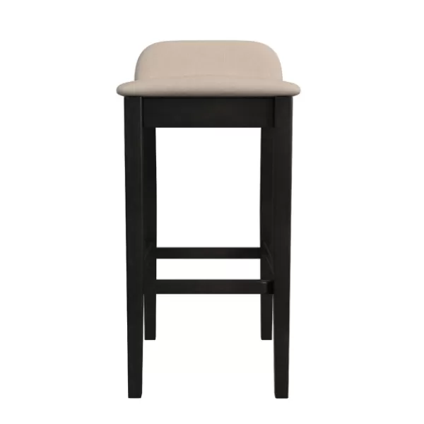 Bar Stools & Counter Height Stools-Kirkland's Home Black Lowback Padded Bar Stool Black/Tan