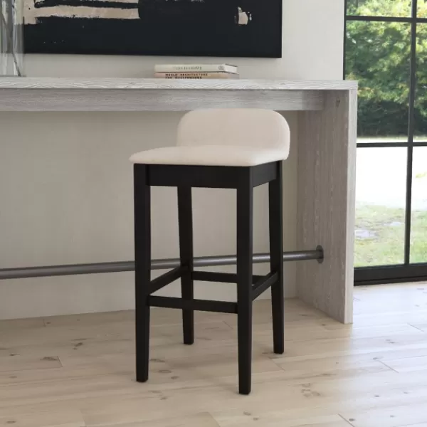 Bar Stools & Counter Height Stools-Kirkland's Home Black Lowback Padded Bar Stool Black/Tan