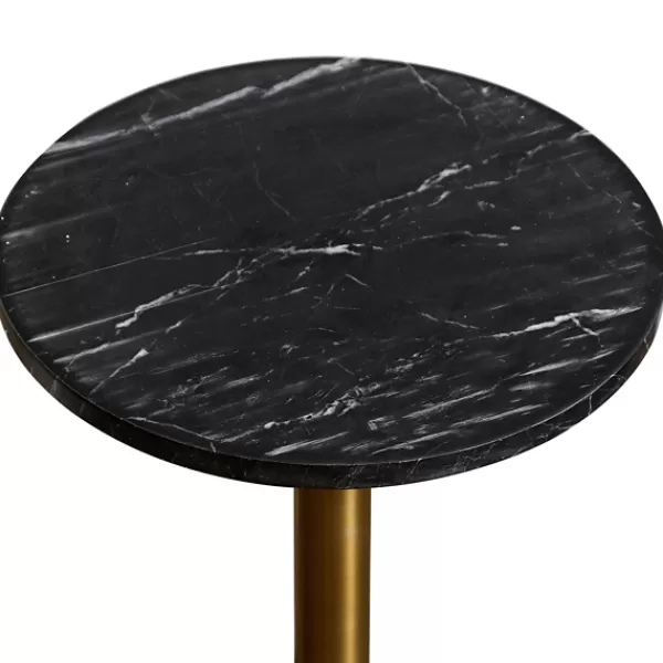 Accent & End Tables-Kirkland's Home Black Marble Top Tapered Base Accent Table, 10 In.