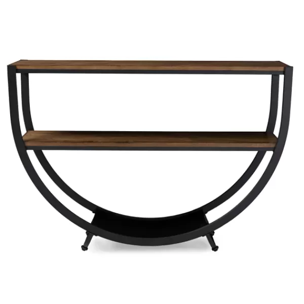 Console Tables-Kirkland's Home Black Metal And Rustic Wood Modern Console Table