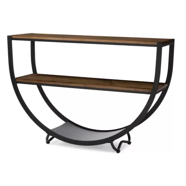 Console Tables-Kirkland's Home Black Metal And Rustic Wood Modern Console Table