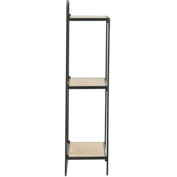 Shelves-Kirkland's Home Black Metal And Wood 3-Tier Wall Shelf