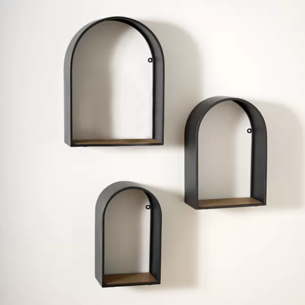 Shelves-Kirkland's Home Black Metal Arch Shelves, Set Of 3