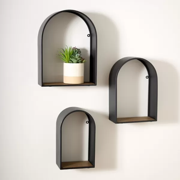 Shelves-Kirkland's Home Black Metal Arch Shelves, Set Of 3