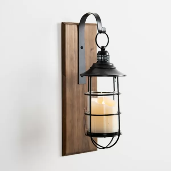 Sconces-Kirkland's Home Black Metal Caged Wall Sconce