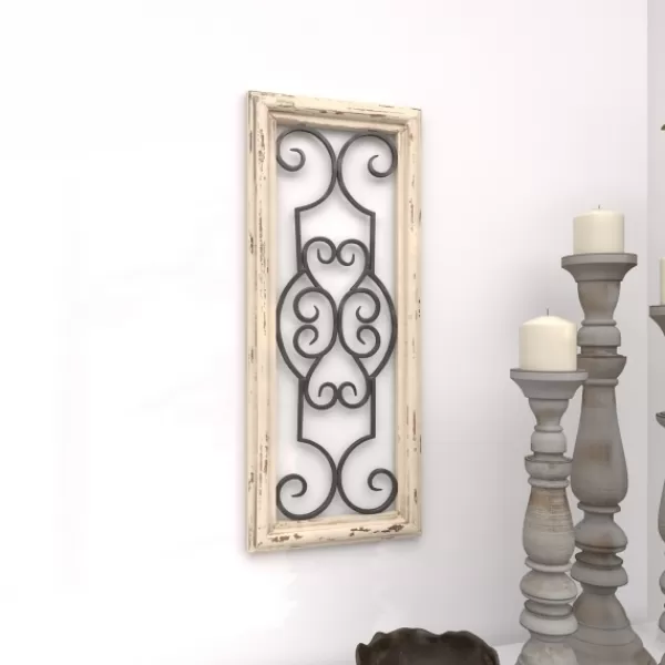 Wall Plaques-Kirkland's Home Black Metal Farmhouse Scroll Wall Plaque White/Black