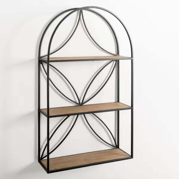 Shelves-Kirkland's Home Black Metal Flower Frame 3-Tier Wall Shelf