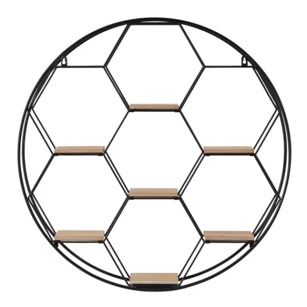 Shelves-Kirkland's Home Black Metal Hexagonal Frame Wall Shelf