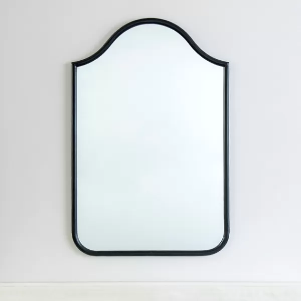 Framed Mirrors-Kirkland's Home Black Metal Linear Wave Mirror