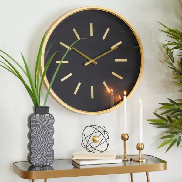 Clocks-Kirkland's Home Black Metal Modern Thomas Wall Clock