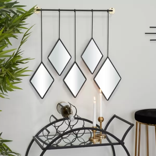 Decorative Mirrors-Kirkland's Home Black Metal Nova Hanging Wall Mirror