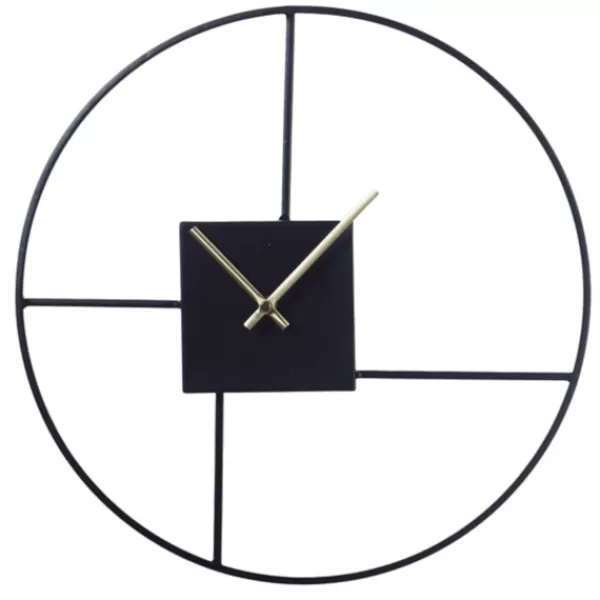 Clocks-Kirkland's Home Black Metal Open Back Abstract Wall Clock