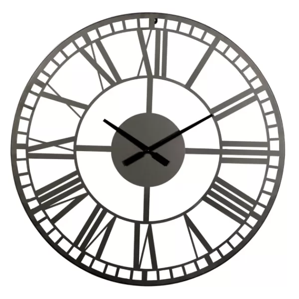 Clocks-Kirkland's Home Black Metal Open Frame Wall Clock