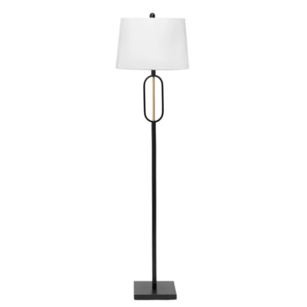 Floor Lamps-Kirkland's Home Black Metal Oval Gold Center Floor Lamp White