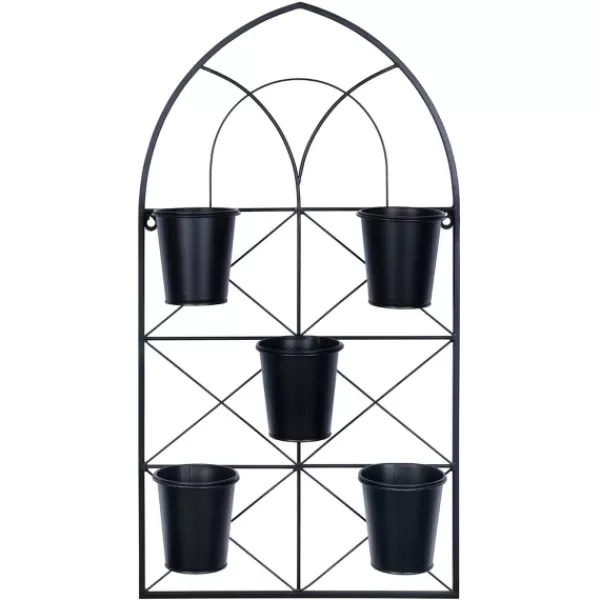 Wall Storage-Kirkland's Home Black Metal Panel 5-Pot Wall Planter