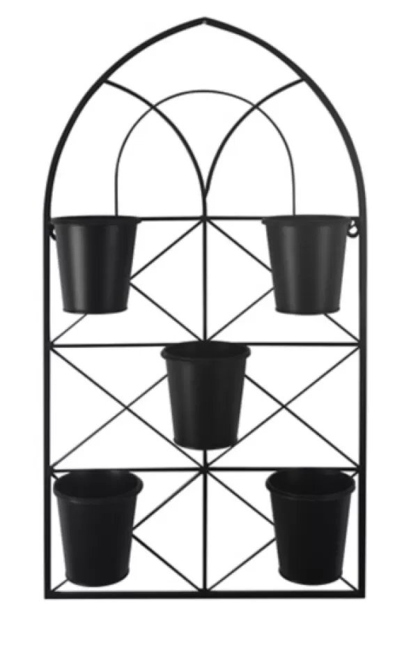 Wall Storage-Kirkland's Home Black Metal Panel 5-Pot Wall Planter