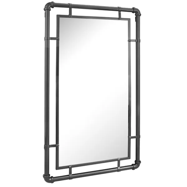 Decorative Mirrors-Kirkland's Home Black Metal Pipe Connected Mirror