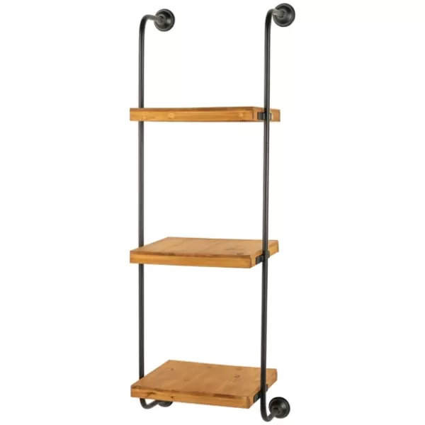 Shelves-Kirkland's Home Black Metal Pipe Three-Tier Wall Mounted Shelf