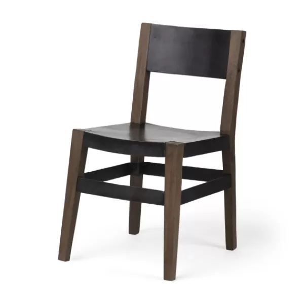 Dining Chairs-Kirkland's Home Black Modern Mango Wood Blocky Dining Chair Black/Brown