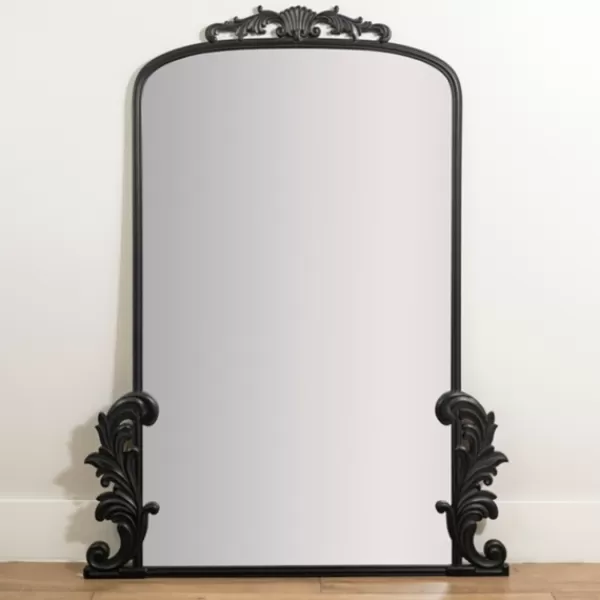 Full Length & Floor Mirrors-Kirkland's Home Black Ornate Scroll Bordeux Leaner Mirror