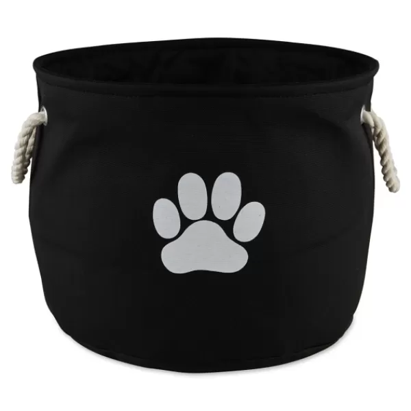 Baskets & Boxes-Kirkland's Home Black Paw Print Round Pet Basket Black/White