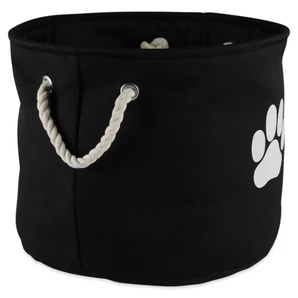 Baskets & Boxes-Kirkland's Home Black Paw Print Round Pet Basket Black/White