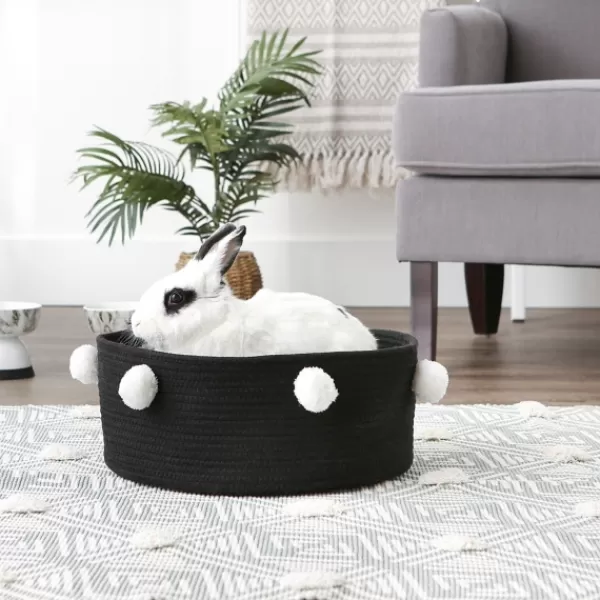 Baskets & Boxes-Kirkland's Home Black Pet Bin Pom Pom Storage Basket Black/White