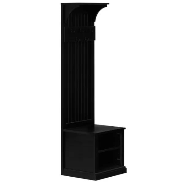 Entryway Furniture-Kirkland's Home Black Pine Wood Grooved Hall Tree