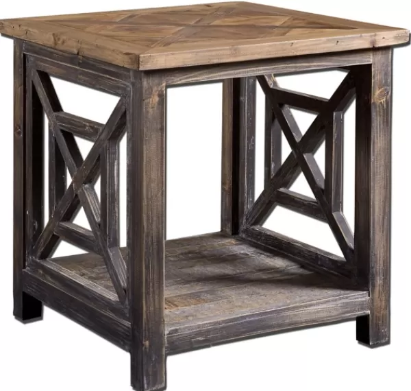 Accent & End Tables-Kirkland's Home Black Reclaimed Fir Wood Accent Table