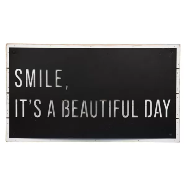 Wall Quotes & Signs-Kirkland's Home Black Smile It'S A Beautiful Day Wall Plaque Black/White