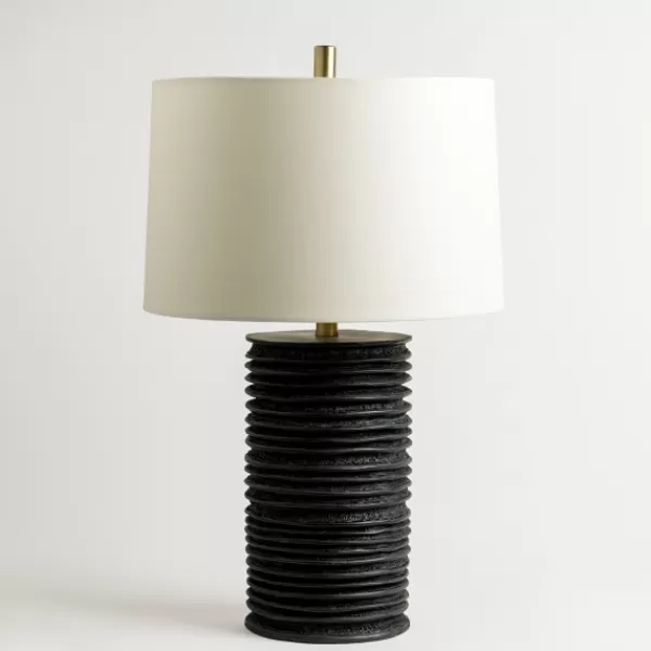 Table Lamps-Kirkland's Home Black Stacked Textured Table Lamp White