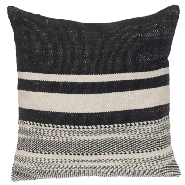 Pillows-Kirkland's Home Black Transitional Stripe Pillow Black/White