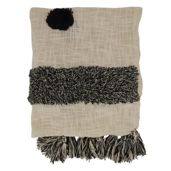 Blankets & Throws-Kirkland's Home Black Tufted Dot Throw Blanket Black/Tan