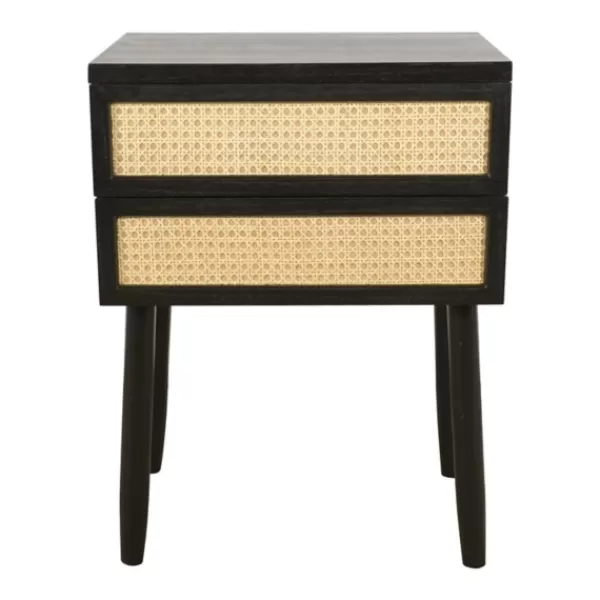 Accent & End Tables-Kirkland's Home Black Two-Drawer Rattan Front Accent Table