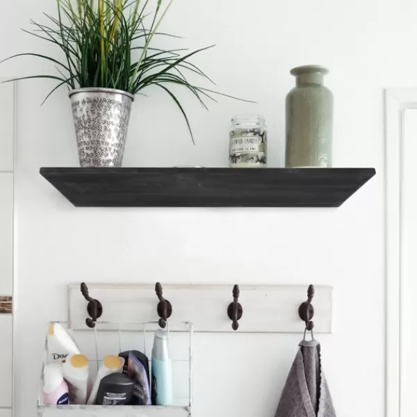 Shelves-Kirkland's Home Black Wedge Wood Small Floating Shelf