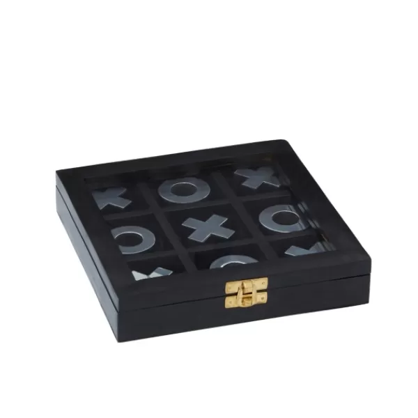 Decorative Accents-Kirkland's Home Black Wood And Aluminum Tic Tac Toe Game Set Black/Silver