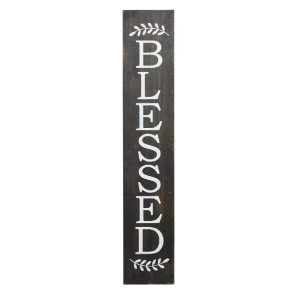 Wall Quotes & Signs-Kirkland's Home Black Wood Blessed Wall Plaque Black/White