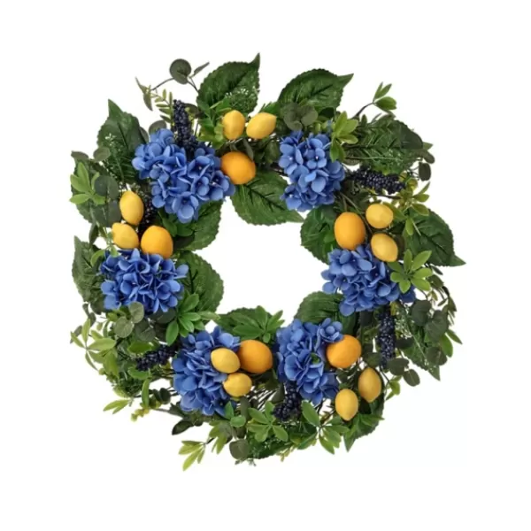 Wreaths-Kirkland's Home Blackberry Lemon And Hydrangea Wreath Green/Blue/Yellow