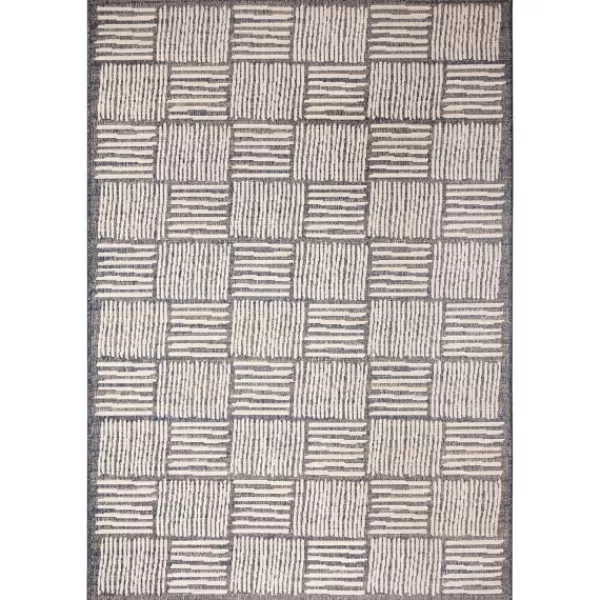 Outdoor Rugs-Kirkland's Home Blake Gray Cube Indoor/Outdoor Area Rug, 7X9 Gray/White